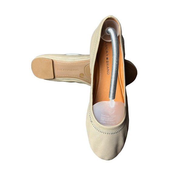 Lucky Brand‎ Emmie Ballet Leather Flat Slip On Light Gray Shoes Women's Size 7 - Picture 5 of 7